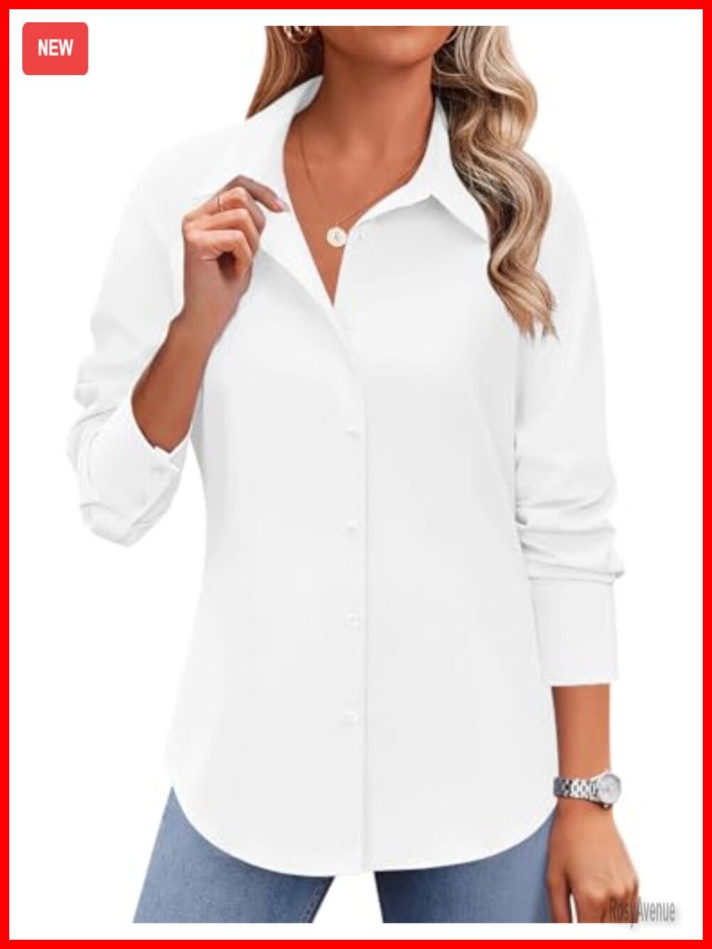 Wrinkle Free Button Down Shirt Long Sleeve Work Top